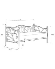 Łóżko metalowe Sumatra, ze stelażem, o powierzchni 90x200 cm, czarne, HALMAR