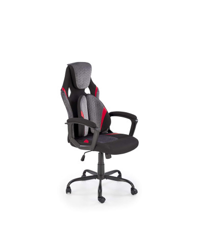 Fotel biurowy Jensen, z podłokietnikami, czarny/czerwony/popiel, mechanizm TILT, obrotowy, HALMAR Fotel biurowy Jensen, z podłokietnikami, czarny/czerwony/popiel, mechanizm TILT, obrotowy, HALMAR