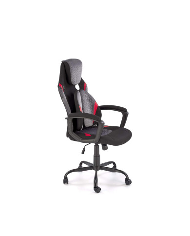 Fotel biurowy Jensen, z podłokietnikami, czarny/czerwony/popiel, mechanizm TILT, obrotowy, HALMAR Fotel biurowy Jensen, z podłokietnikami, czarny/czerwony/popiel, mechanizm TILT, obrotowy, HALMAR