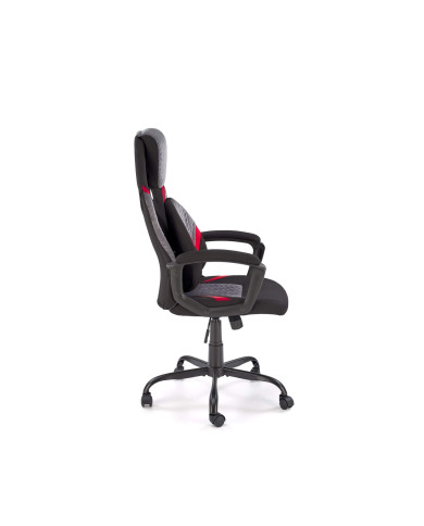 Fotel biurowy Jensen, z podłokietnikami, czarny/czerwony/popiel, mechanizm TILT, obrotowy, HALMAR Fotel biurowy Jensen, z podłokietnikami, czarny/czerwony/popiel, mechanizm TILT, obrotowy, HALMAR