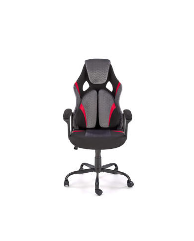Fotel biurowy Jensen, z podłokietnikami, czarny/czerwony/popiel, mechanizm TILT, obrotowy, HALMAR Fotel biurowy Jensen, z podłokietnikami, czarny/czerwony/popiel, mechanizm TILT, obrotowy, HALMAR