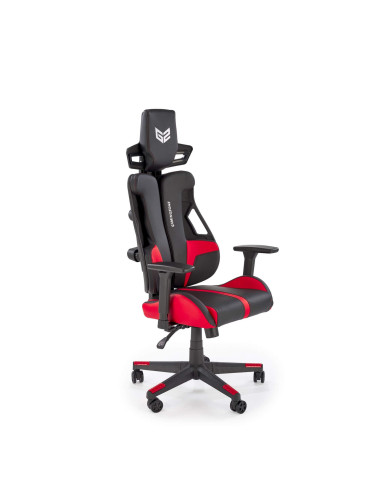 Fotel gamingowy Nitro, z regulowanymi podłokietnikami, czarna ekoskóra/czerwony, mechanizm MULTIBLOCK, obrotowy, HALMAR Fotel gamingowy Nitro, z regulowanymi podłokietnikami, czarna ekoskóra/czerwony, mechanizm MULTIBLOCK, obrotowy, HALMAR