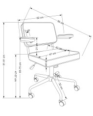 Fotel biurowy Fidel, z podłokietnikami, mechanizm Tilt, popielaty/czarny, obrotowy, HALMAR