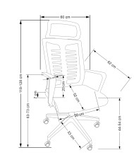 Fotel biurowy Fabio, z podłokietnikami, mechanizm Tilt, czarny, obrotowy, HALMAR