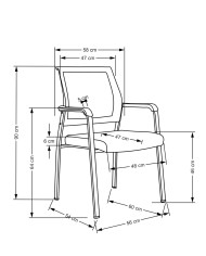 Fotel pracowniczy Bergen, z podłokietnikami, czarny, konferencyjny, nogi metalowe, HALMAR