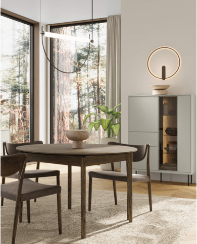 Witryna niska Epiro EP-01, 2d1s1w, z oświetleniem, 3 drzwi, szuflada, kaszmir/dąb ciemny, LENART Witryna niska Epiro EP-01, 2d1s1w, z oświetleniem, 3 drzwi, szuflada, kaszmir/dąb ciemny, LENART