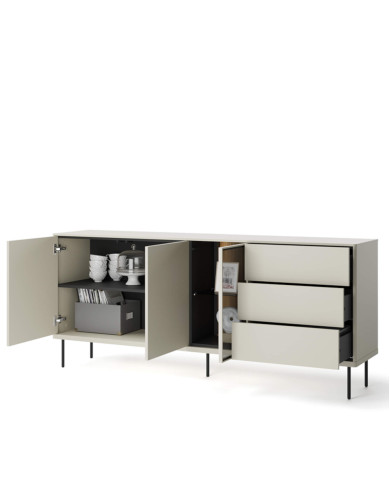 Komoda Epiro EP-05, z oświetleniem, 2d3s1w, drzwi, szuflady, kaszmir/dąb ciemny, LENART Komoda Epiro EP-05, z oświetleniem, 2d3s1w, drzwi, szuflady, kaszmir/dąb ciemny, LENART