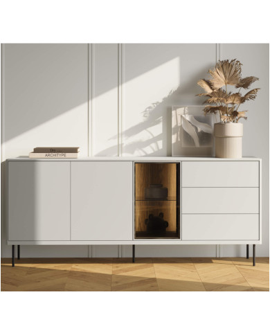 Komoda Epiro EP-05, z oświetleniem, 2d3s1w, drzwi, szuflady, kaszmir/dąb ciemny, LENART Komoda Epiro EP-05, z oświetleniem, 2d3s1w, drzwi, szuflady, kaszmir/dąb ciemny, LENART