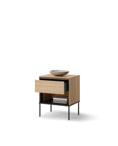Szafka nocna Visso VI-10, z szufladą i wnęką, dąb linearny, LENART Szafka nocna Visso VI-10, z szufladą i wnęką, dąb linearny, LENART
