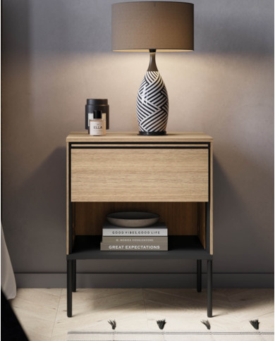 Szafka nocna Visso VI-10, z szufladą i wnęką, dąb linearny, LENART Szafka nocna Visso VI-10, z szufladą i wnęką, dąb linearny, LENART