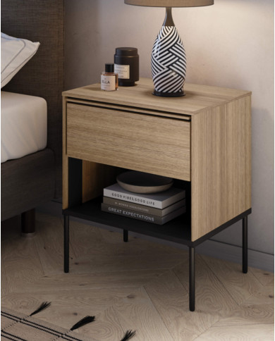 Szafka nocna Visso VI-10, z szufladą i wnęką, dąb linearny, LENART Szafka nocna Visso VI-10, z szufladą i wnęką, dąb linearny, LENART
