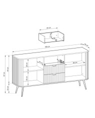 Komoda Zova KSZ-168, 2 drzwi, 3 szuflady, czarna, PIASKI