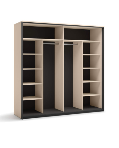 Szafa przesuwna Enna EN-01, 2-drzwiowa, z oświetleniem, beż piaskowy/ czarny, LENART Szafa przesuwna Enna EN-01, 2-drzwiowa, z oświetleniem, beż piaskowy/ czarny, LENART