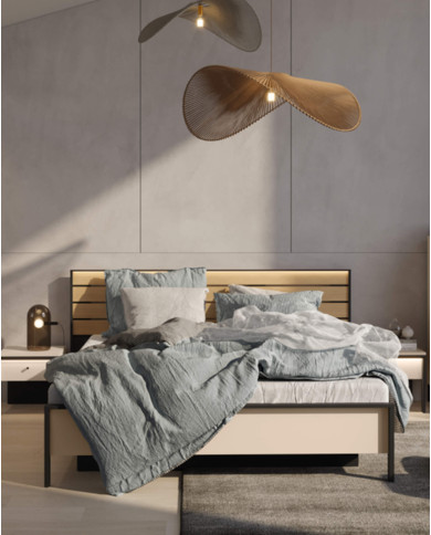 Szafa Enna EN-06, 4-drzwiowa, z oświetleniem, beż piaskowy/ czarny, LENART Szafa Enna EN-06, 4-drzwiowa, z oświetleniem, beż piaskowy/ czarny, LENART