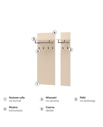 Garderoba Trend TG-06, wieszak, panel, beż piaskowy/ czarny, LENART Garderoba Trend TG-06, wieszak, panel, beż piaskowy/ czarny, LENART