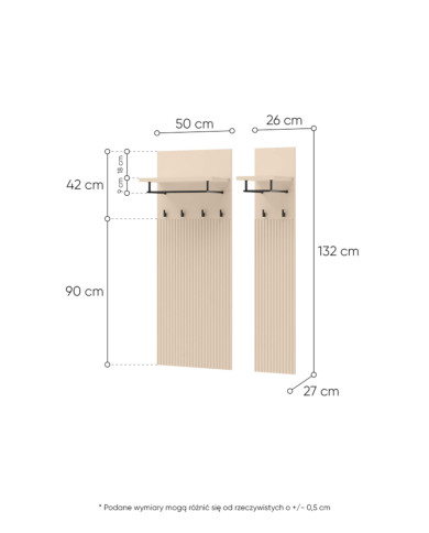 Garderoba Trend TG-06, wieszak, panel, beż piaskowy/ czarny, LENART Garderoba Trend TG-06, wieszak, panel, beż piaskowy/ czarny, LENART
