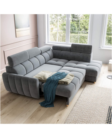 Narożnik Daytona, funkcja spania, pojemnik, regulowane zagłówki, COMFORTEO Narożnik Daytona, funkcja spania, pojemnik, regulowane zagłówki, COMFORTEO