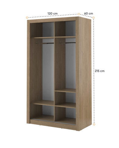 Szafa przesuwna 120 cm, AR-06 ARTI,  2-drzwiowa, lustro, dąb shetland, LENART Szafa przesuwna 120 cm, AR-06 ARTI,  2-drzwiowa, lustro, dąb shetland, LENART