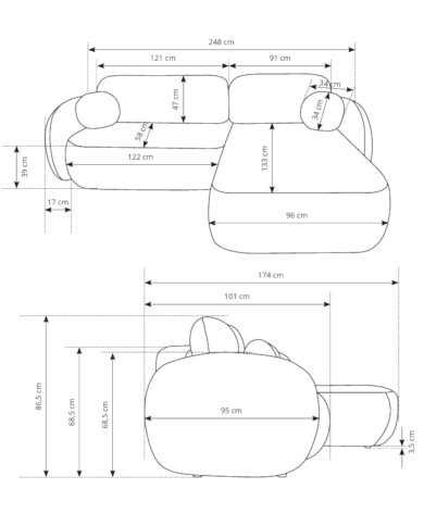 Narożnik Olio, funkcja spania, pojemnik, Laski Meble Narożnik Olio, funkcja spania, pojemnik, Laski Meble
