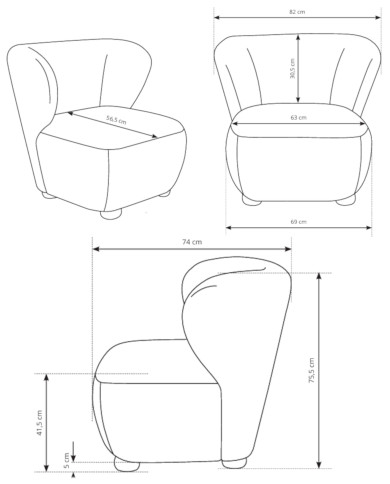 Fotel uszak Avis 2, drewniane nóżki, Laski Meble