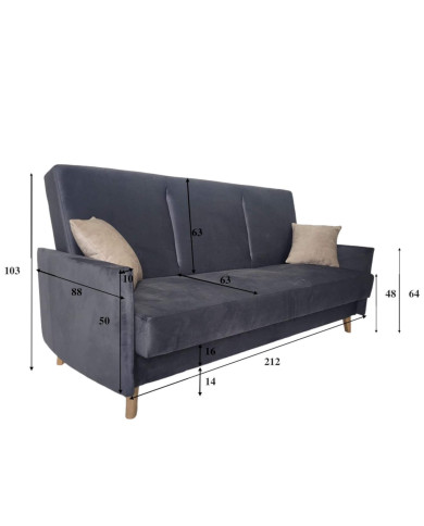 Wersalka Doris, funkcja spania, pojemnik, Lebex