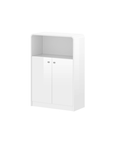 Komoda Milano, dwudrzwiowa, wnęka regałowa, biały połysk, HUBERTUS Komoda Milano, dwudrzwiowa, wnęka regałowa, biały połysk, HUBERTUS