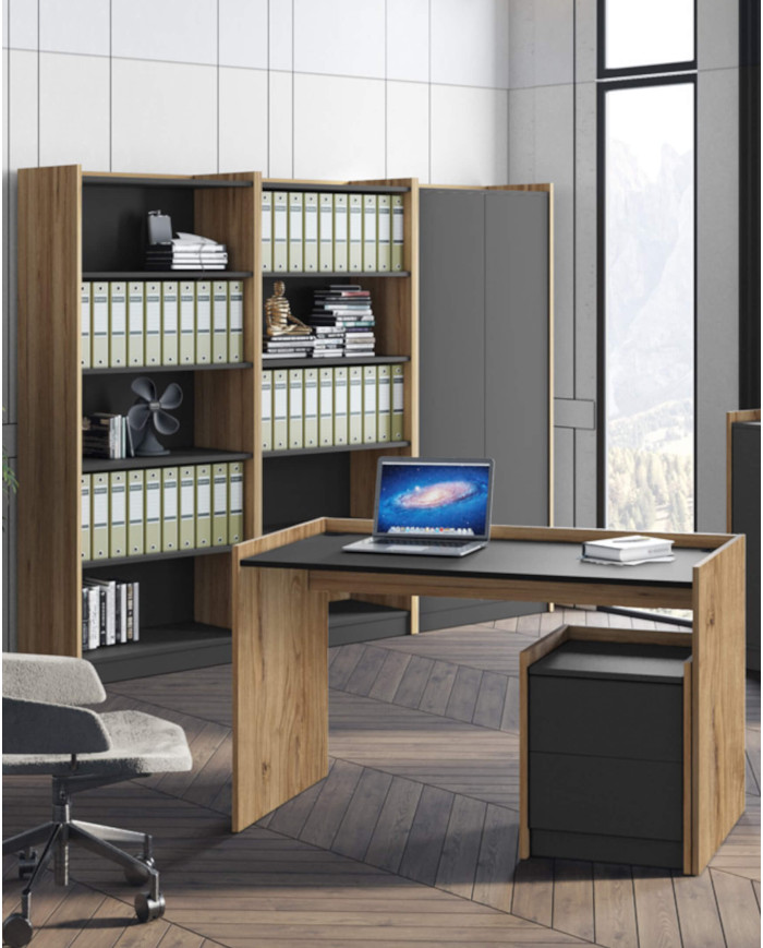 Biurko Smart 130, dąb pradawny/ czarny mat, HUBERTUS