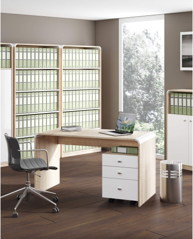 Biurko Milano 100, dąb słoneczny/ biały połysk, 100/60/72 cm, HUBERTUS Biurko Milano 100, dąb słoneczny/ biały połysk, 100/60/72 cm, HUBERTUS