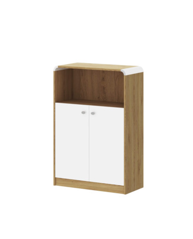 Komoda Milano, dwudrzwiowa, wnęka regałowa, dąb słoneczny/biały połysk, HUBERTUS Komoda Milano, dwudrzwiowa, wnęka regałowa, dąb słoneczny/biały połysk, HUBERTUS