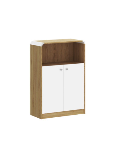 Komoda Milano, dwudrzwiowa, wnęka regałowa, dąb słoneczny/biały połysk, HUBERTUS Komoda Milano, dwudrzwiowa, wnęka regałowa, dąb słoneczny/biały połysk, HUBERTUS