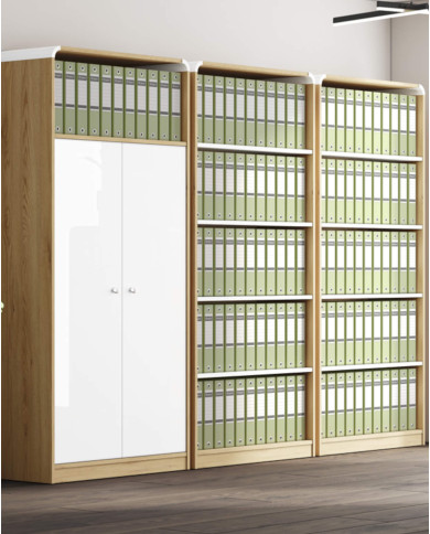 Regał Milano, otwarty, z 5 pólkami, dąb słoneczny/biały połysk, 80/36/190 cm, HUBERTUS Regał Milano, otwarty, z 5 pólkami, dąb słoneczny/biały połysk, 80/36/190 cm, HUBERTUS