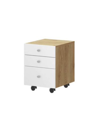 Szafka pod biurko/ kontenerek na kółkach Milano, 3 szuflady, dąb słoneczny/biały połysk, 42/49/56 cm, HUBERTUS Szafka pod biurko/ kontenerek na kółkach Milano, 3 szuflady, dąb słoneczny/biały połysk, 42/49/56 cm, HUBERTUS
