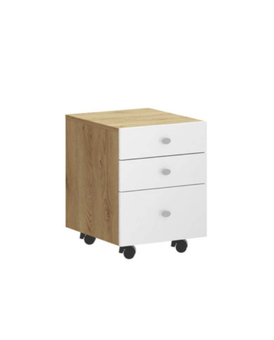 Szafka pod biurko/ kontenerek na kółkach Milano, 3 szuflady, dąb słoneczny/biały połysk, 42/49/56 cm, HUBERTUS Szafka pod biurko/ kontenerek na kółkach Milano, 3 szuflady, dąb słoneczny/biały połysk, 42/49/56 cm, HUBERTUS