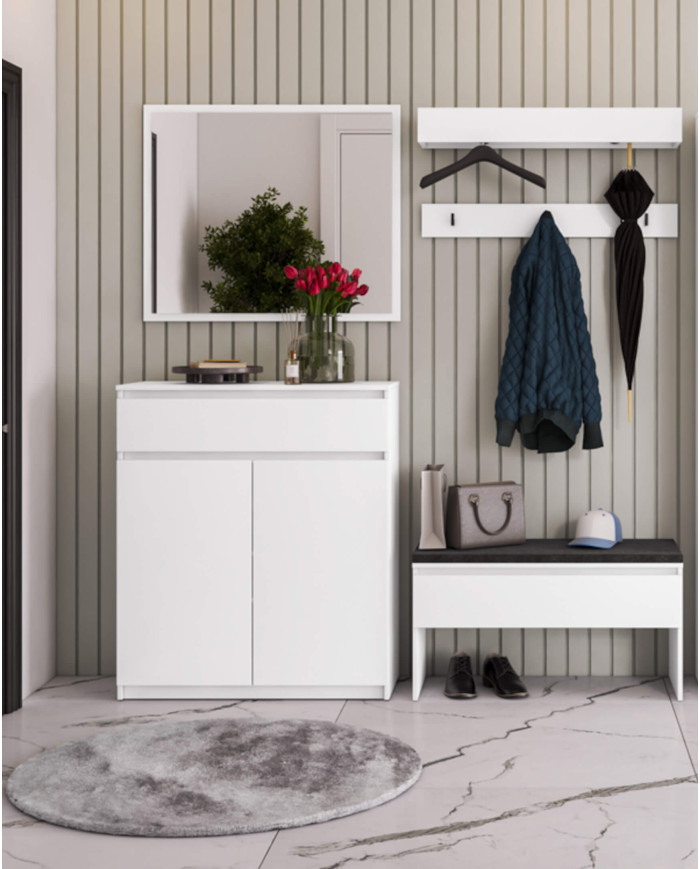 Garderoba Simply SM-04, lustro prostokątne, biały LENART