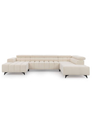 Narożnik Ragusso U, OS+R+3F+OSB, funkcja spania, pojemniki, regulowane zagłówki, Stagra