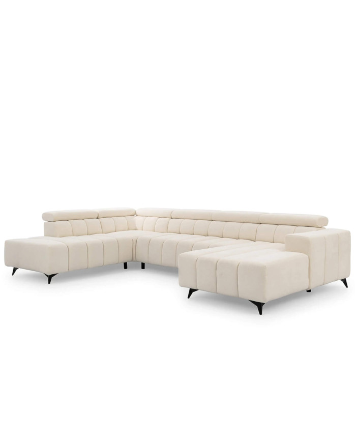 Narożnik Ragusso U, OS+R+3F+OSB, funkcja spania, pojemniki, regulowane zagłówki, Stagra