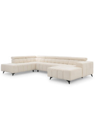 Narożnik Ragusso U, OS+R+3F+OSB, funkcja spania, pojemniki, regulowane zagłówki, Stagra