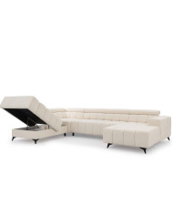 Narożnik Ragusso U, OS+R+3F+OSB, funkcja spania, pojemniki, regulowane zagłówki, Stagra