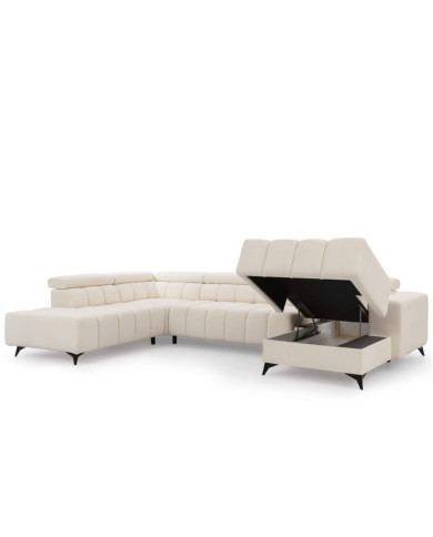 Narożnik Ragusso U, OS+R+3F+OSB, funkcja spania, pojemniki, regulowane zagłówki, Stagra