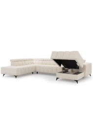 Narożnik Ragusso U, OS+R+3F+OSB, funkcja spania, pojemniki, regulowane zagłówki, Stagra