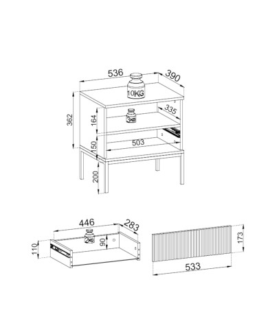 Szafka nocna Sento S54, szuflada, wnęka, oświetlenie, Cashmiere, PIASKI Szafka nocna Sento S54, szuflada, wnęka, oświetlenie, Cashmiere, PIASKI