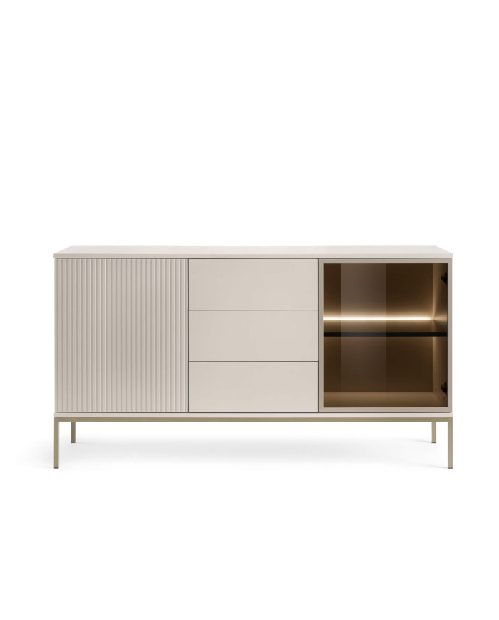 Komoda Sento KSZ154, dwudrzwiowa, szuflady, oświetlenie, Cashmiere, PIASKI