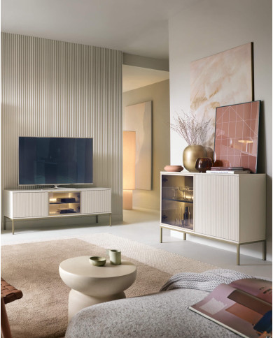 Szafka nocna Sento S54, szuflada, wnęka, oświetlenie, Cashmiere, PIASKI Szafka nocna Sento S54, szuflada, wnęka, oświetlenie, Cashmiere, PIASKI