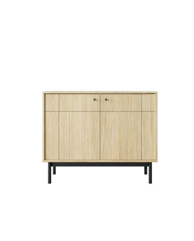 Komoda Japandi K-104, dwudrzwiowa, Dąb linea/ Czarny, PIASKI Komoda Japandi K-104, dwudrzwiowa, Dąb linea/ Czarny, PIASKI