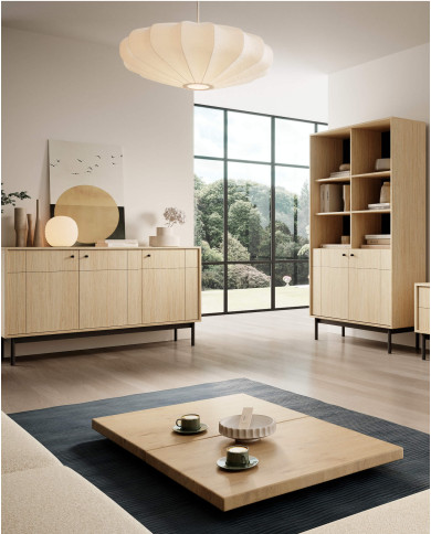 Komoda Japandi K-104, dwudrzwiowa, Dąb linea/ Czarny, PIASKI Komoda Japandi K-104, dwudrzwiowa, Dąb linea/ Czarny, PIASKI