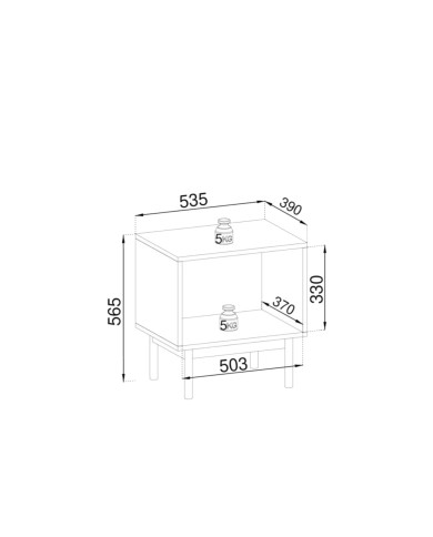 Szafka nocna Japandi S-54, jednodrzwiowa, Dąb linea/ Czarny, PIASKI