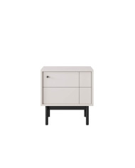 Szafka nocna Japandi S-54, jednodrzwiowa, Cashmere/ Czarny, PIASKI