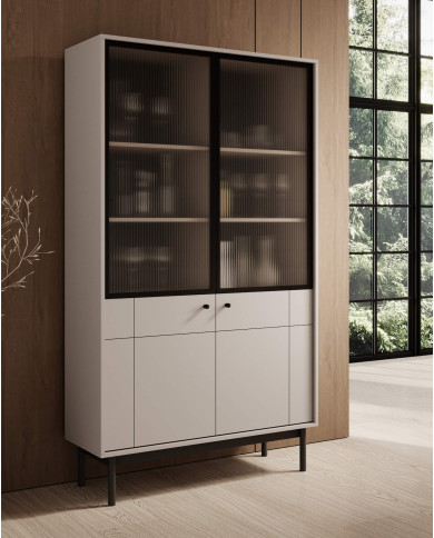 Witryna Japandi WT104, szklane fronty, Cashmere, PIASKI Witryna Japandi WT104, szklane fronty, Cashmere, PIASKI