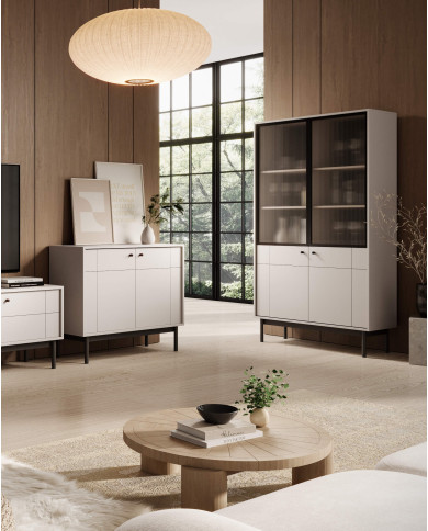 Witryna Japandi WT104, szklane fronty, Cashmere, PIASKI Witryna Japandi WT104, szklane fronty, Cashmere, PIASKI