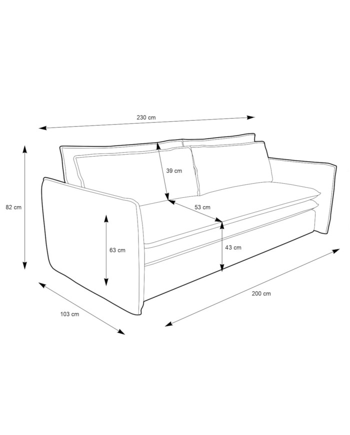 Sofa Tilia Slim, funkcja spania, pojemnik, PIASKI